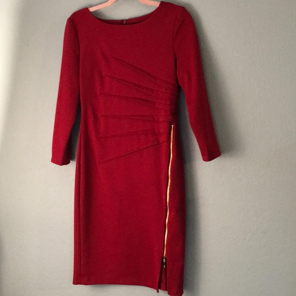 Ivanka Trump sz 6 StarburstPonteKnit BurgandyDress